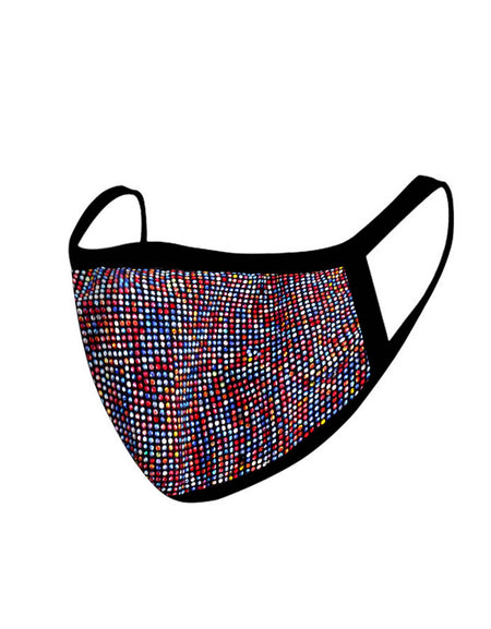 FCM-B104  American Bling Multi Color Bling Bling Fabric Mask Double Layer 1Pcs Set