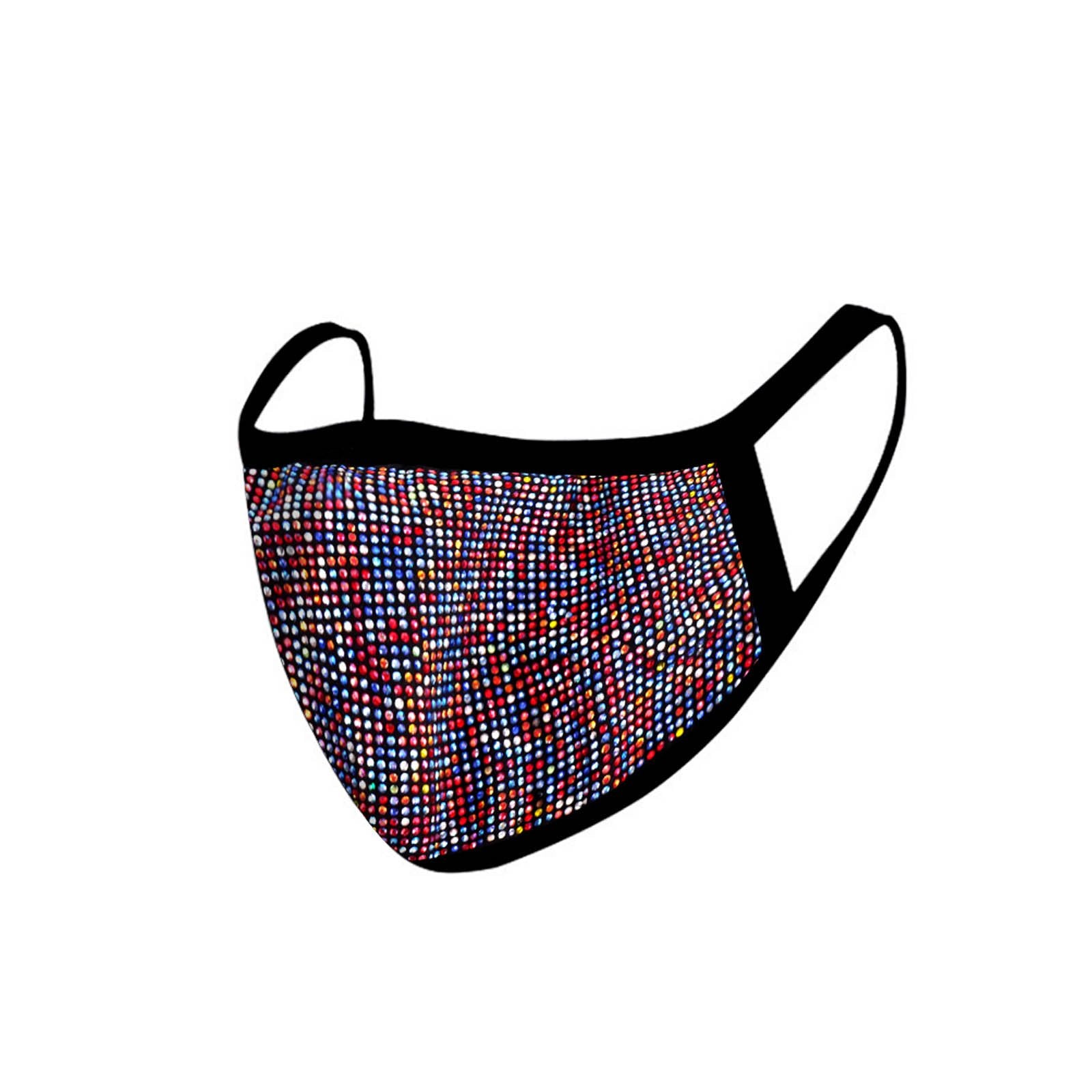 FCM-B104  American Bling Multi Color Bling Bling Fabric Mask Double Layer 1Pcs Set