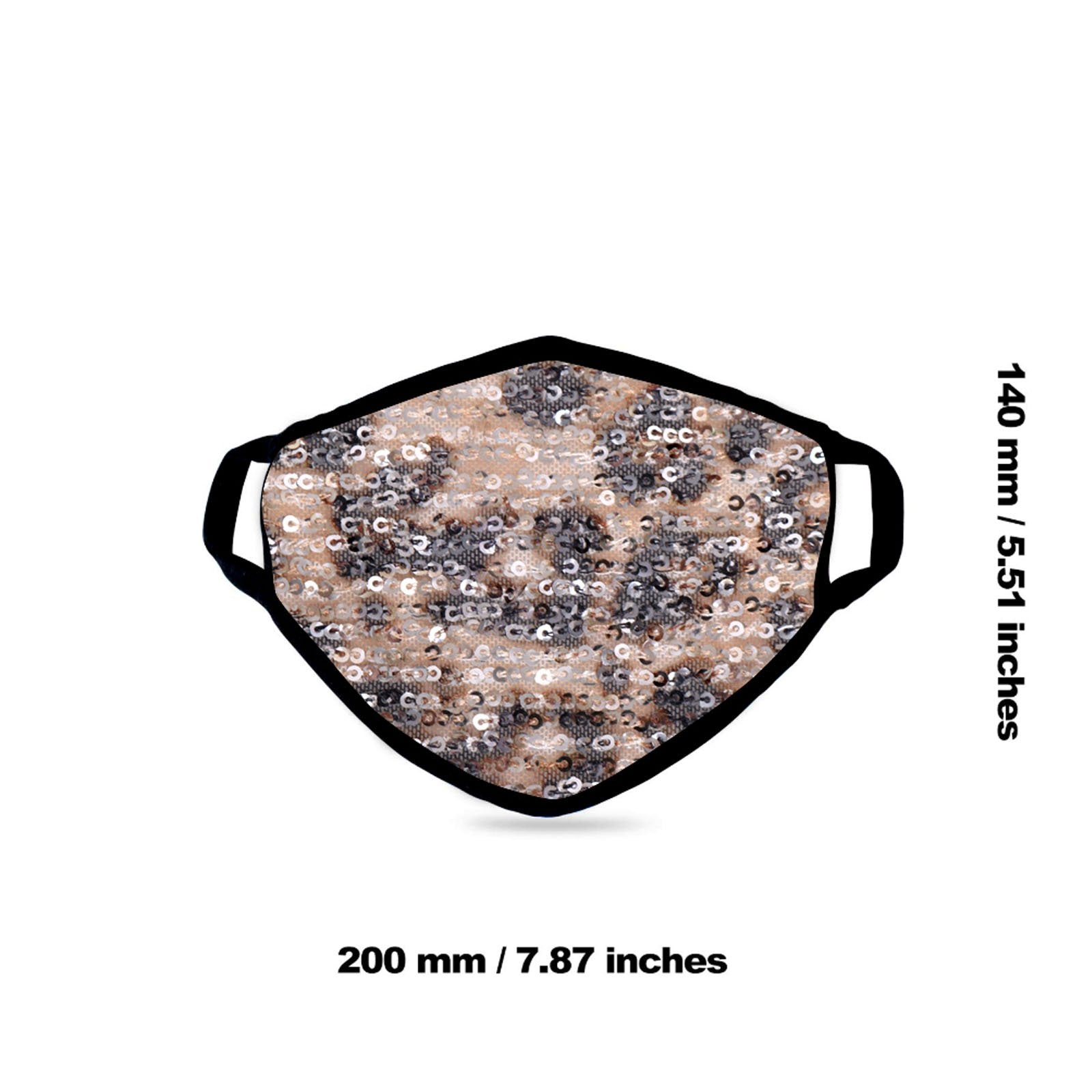 FCM-B105  American Bling Sequin Leopard Print Fabric Mask Double Layer 1Pcs Set