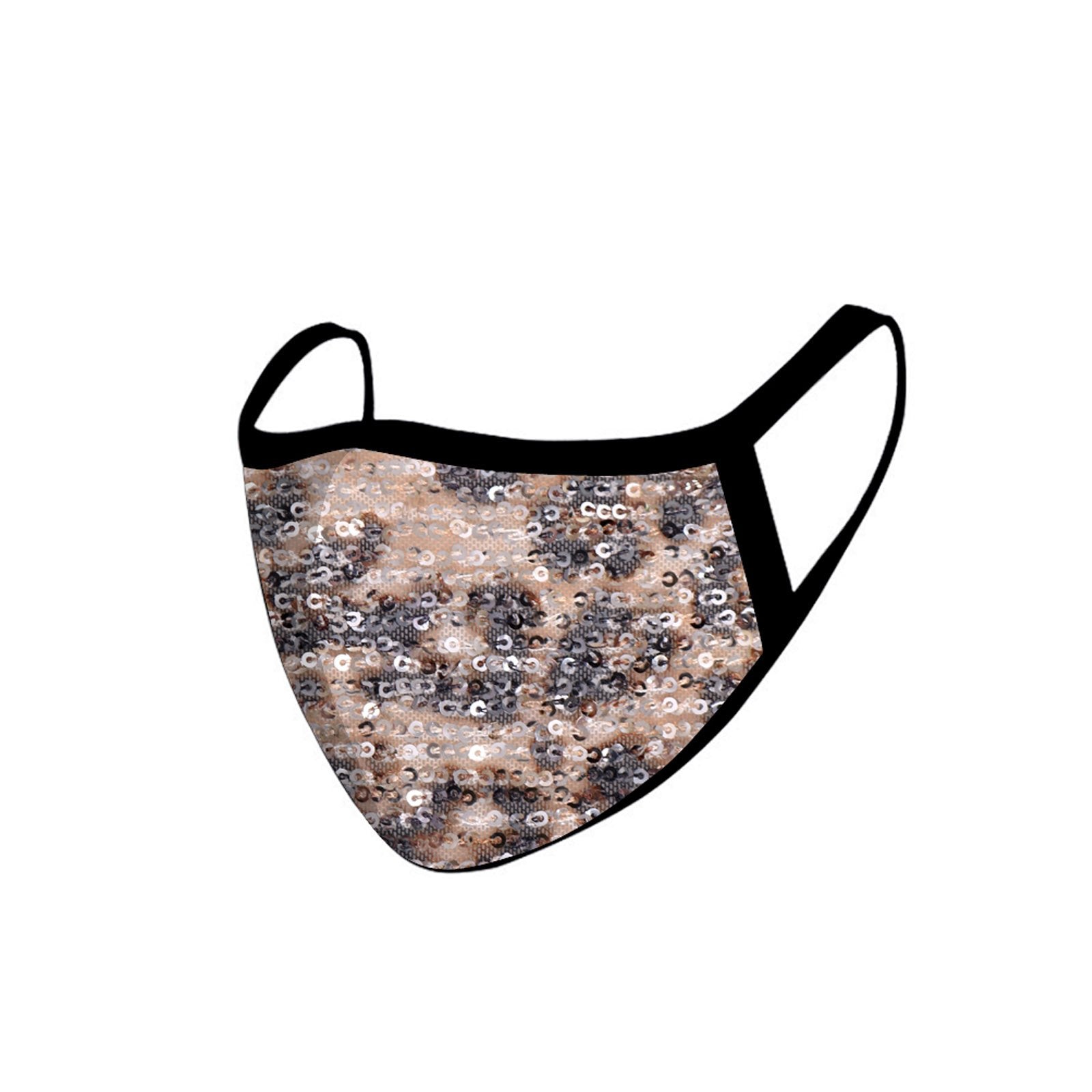 FCM-B105  American Bling Sequin Leopard Print Fabric Mask Double Layer 1Pcs Set