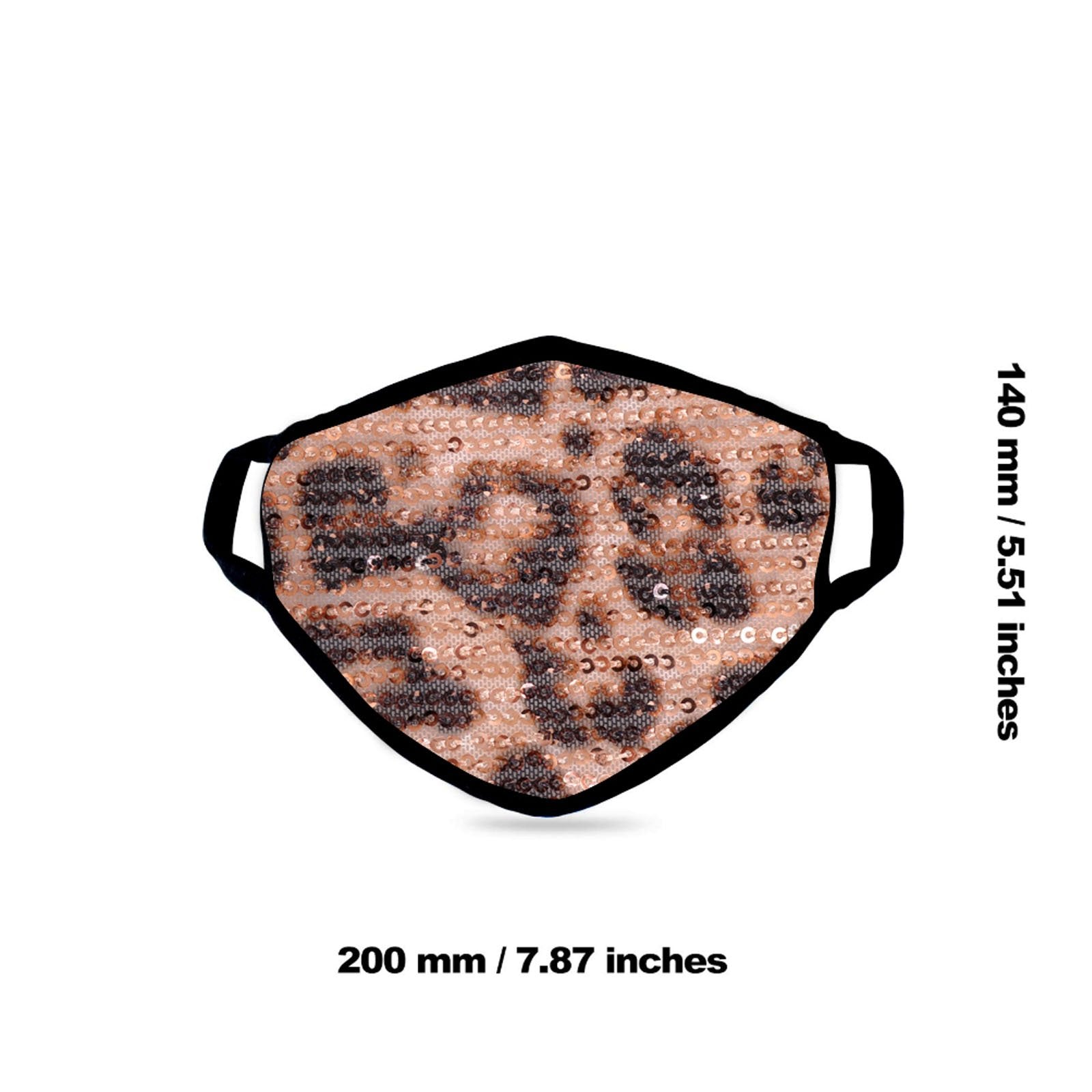 FCM-B105  American Bling Sequin Leopard Print Fabric Mask Double Layer 1Pcs Set