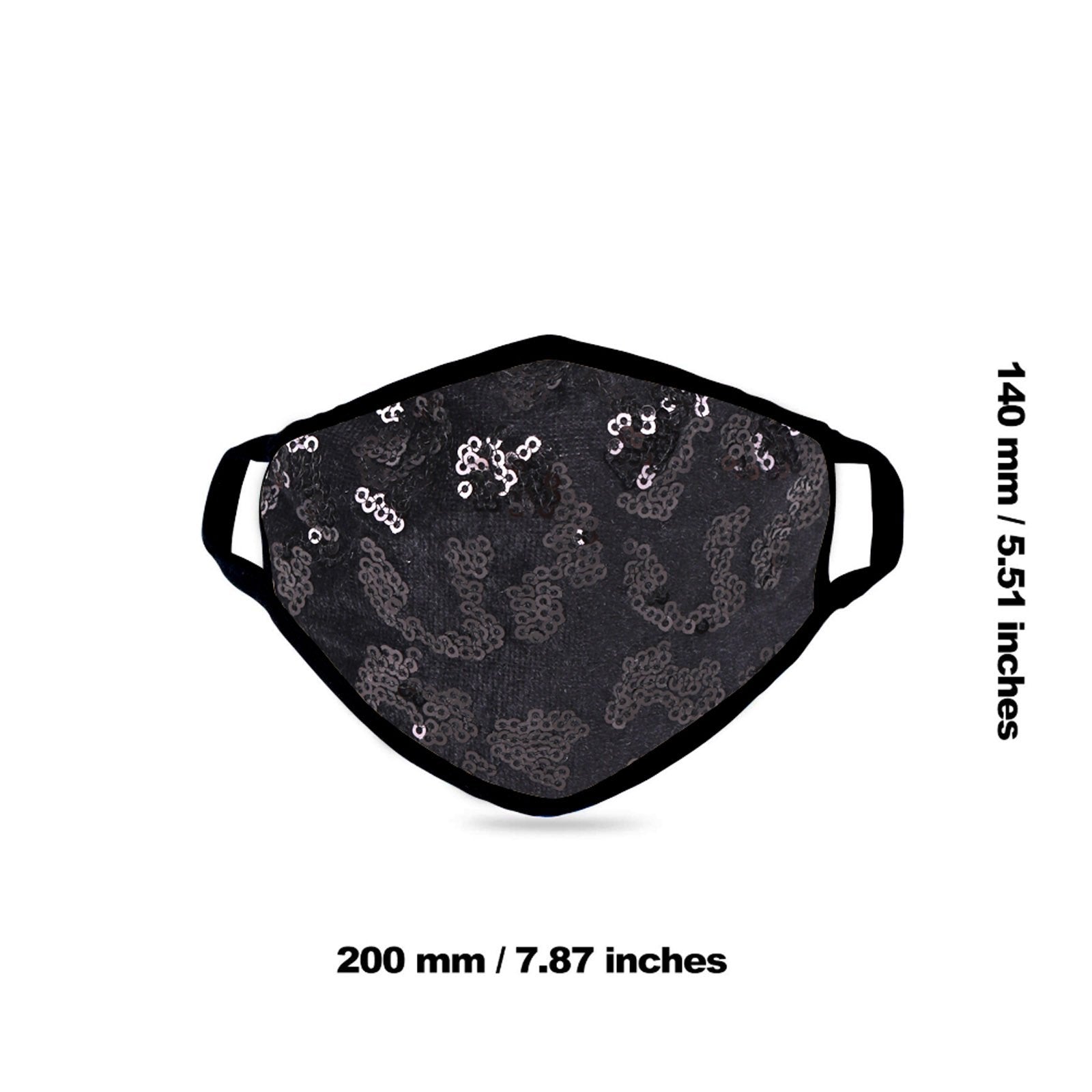 FCM-B109  American Bling Sequins Bling Fabric Mask Double Layer 1Pcs Set