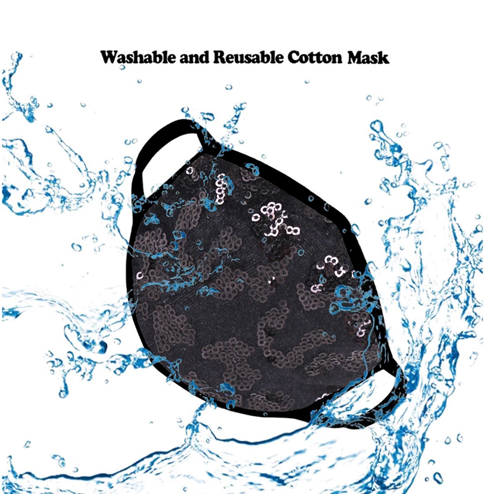 FCM-B109  American Bling Sequins Bling Fabric Mask Double Layer 1Pcs Set