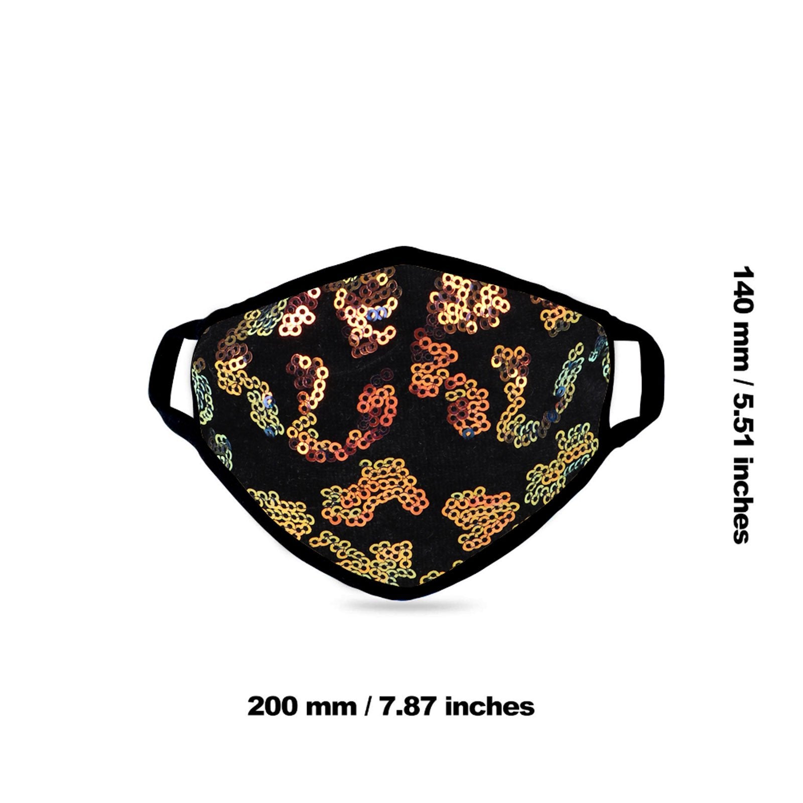 FCM-B109  American Bling Sequins Bling Fabric Mask Double Layer 1Pcs Set