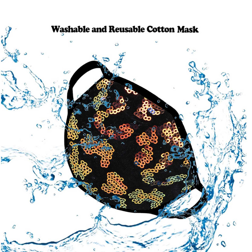 FCM-B109  American Bling Sequins Bling Fabric Mask Double Layer 1Pcs Set