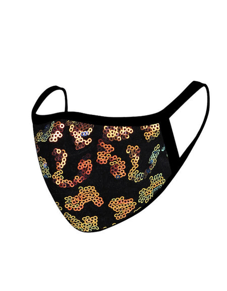 FCM-B109  American Bling Sequins Bling Fabric Mask Double Layer 1Pcs Set
