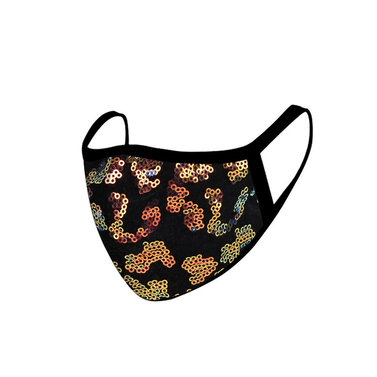 FCM-B109  American Bling Sequins Bling Fabric Mask Double Layer 1Pcs Set