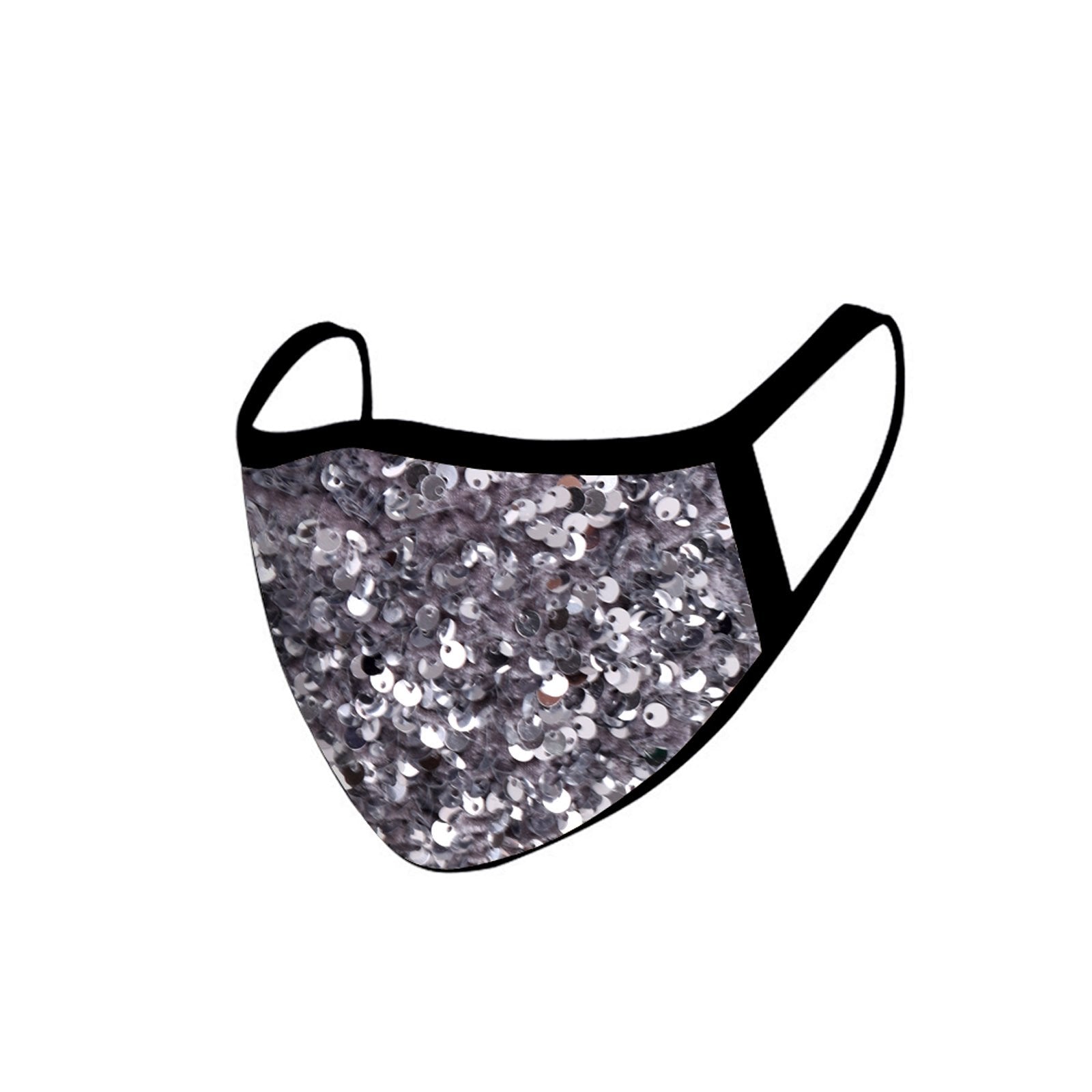 FCM-B108  American Bling Sequins Bling Pattern Print Fabric Mask Double Layer 1Pcs Set