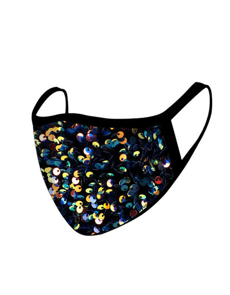 FCM-B108  American Bling Sequins Bling Pattern Print Fabric Mask Double Layer 1Pcs Set