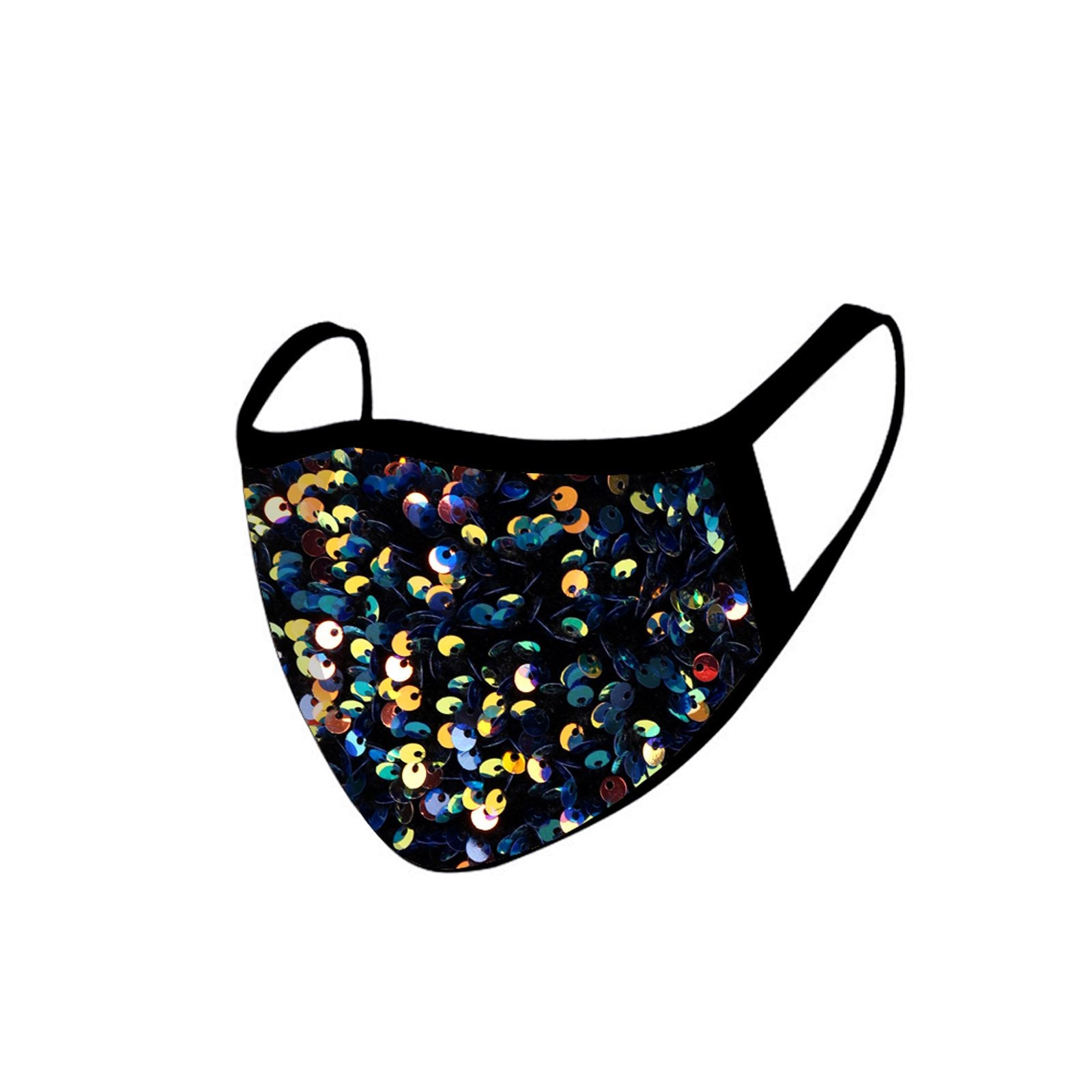 FCM-B108  American Bling Sequins Bling Pattern Print Fabric Mask Double Layer 1Pcs Set