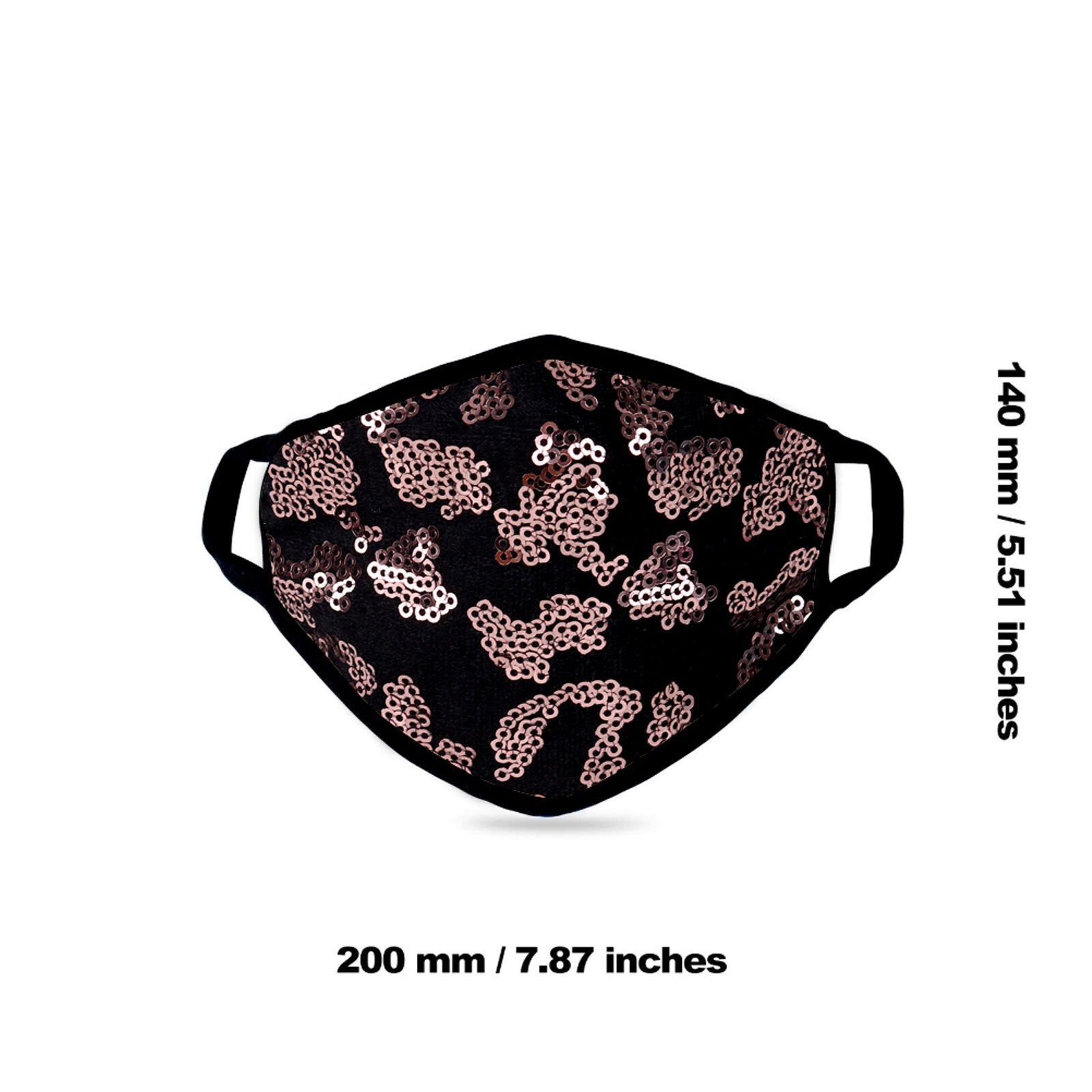FCM-B109  American Bling Sequins Bling Fabric Mask Double Layer 1Pcs Set