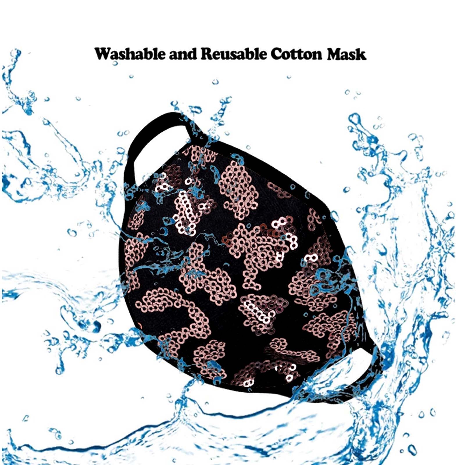 FCM-B109  American Bling Sequins Bling Fabric Mask Double Layer 1Pcs Set