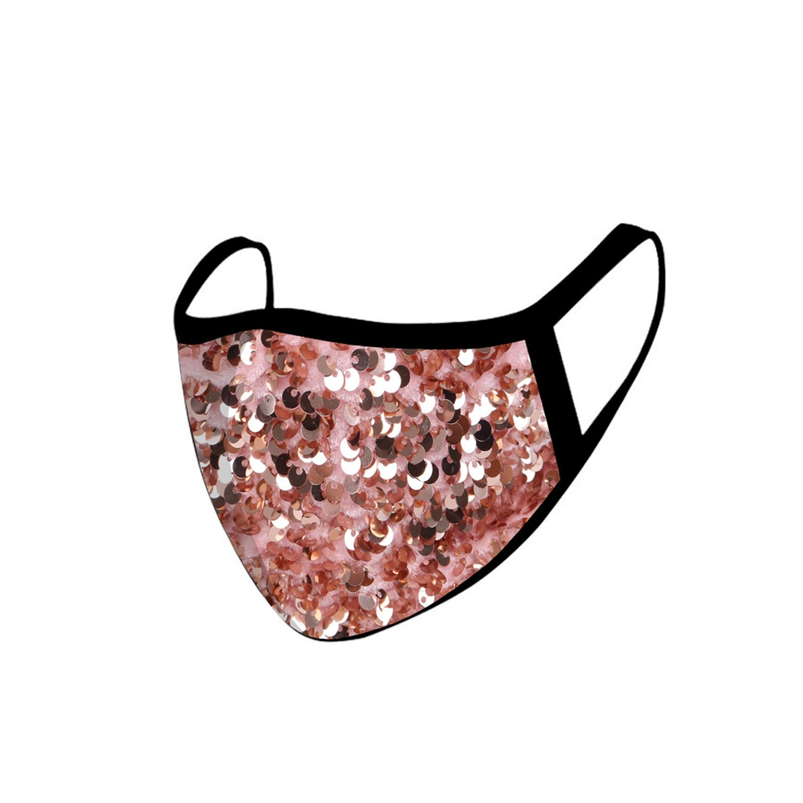 FCM-B108  American Bling Sequins Bling Pattern Print Fabric Mask Double Layer 1Pcs Set