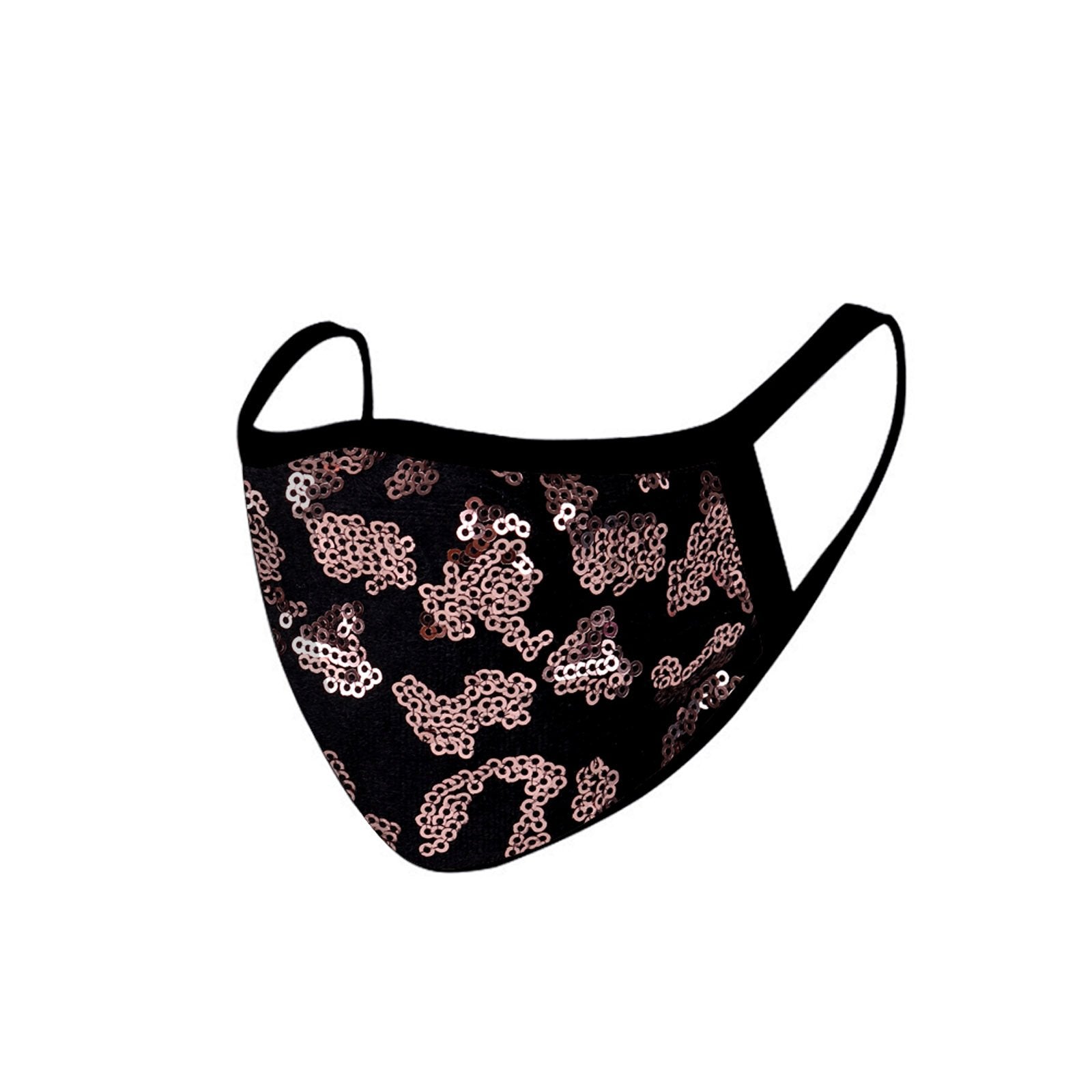 FCM-B109  American Bling Sequins Bling Fabric Mask Double Layer 1Pcs Set