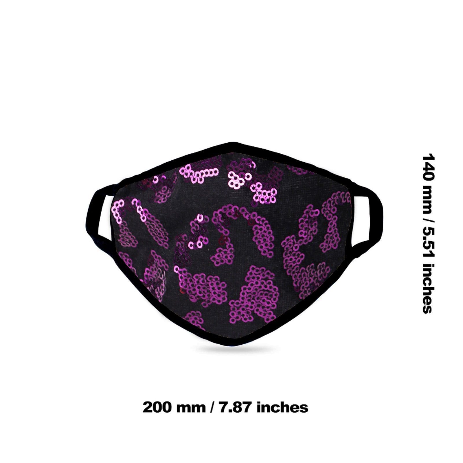 FCM-B109  American Bling Sequins Bling Fabric Mask Double Layer 1Pcs Set