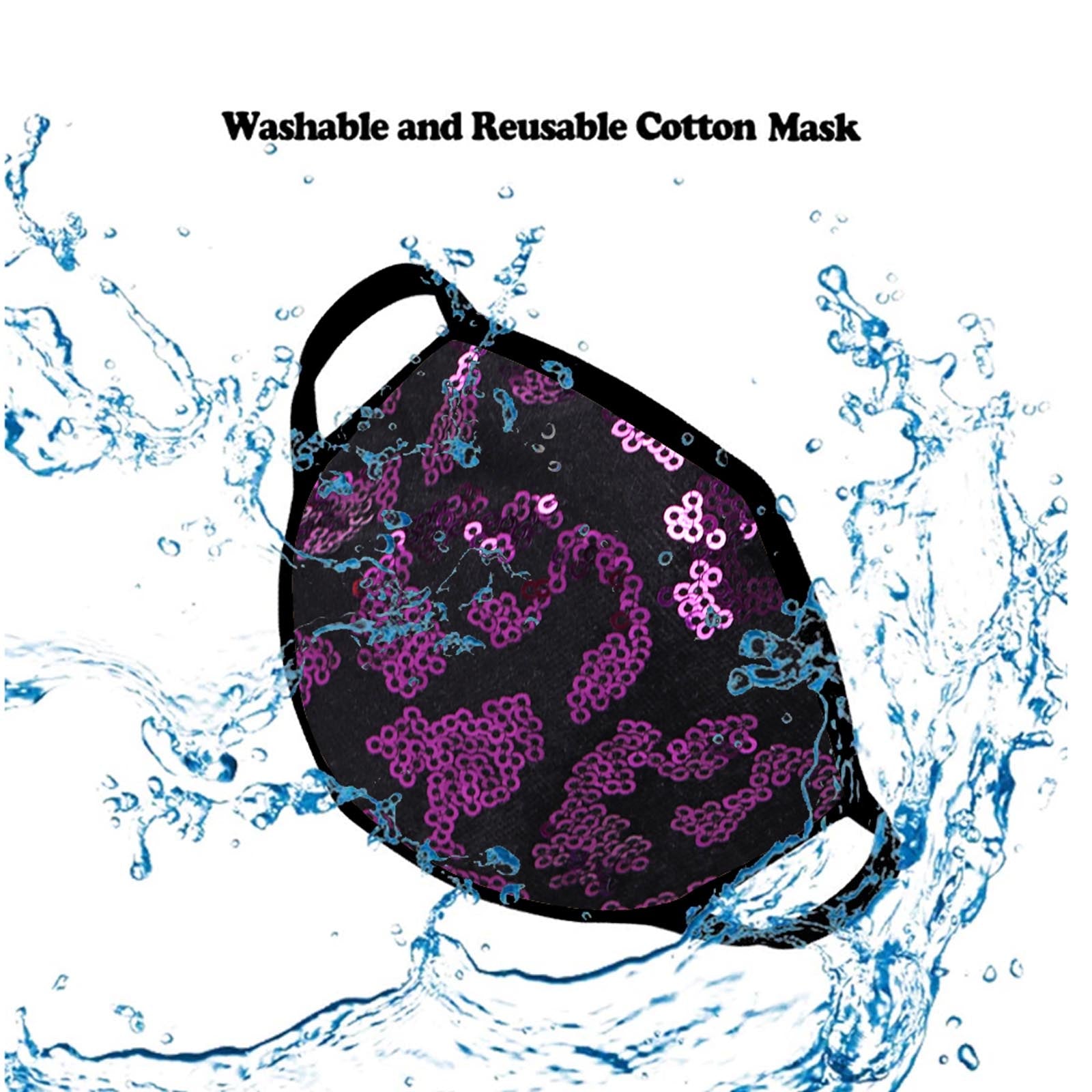 FCM-B109  American Bling Sequins Bling Fabric Mask Double Layer 1Pcs Set