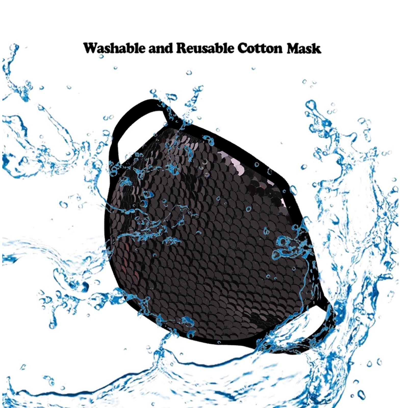 FCM-B110  American Bling Sequins Bling Fabric Mask Double Layer 1Pcs Set