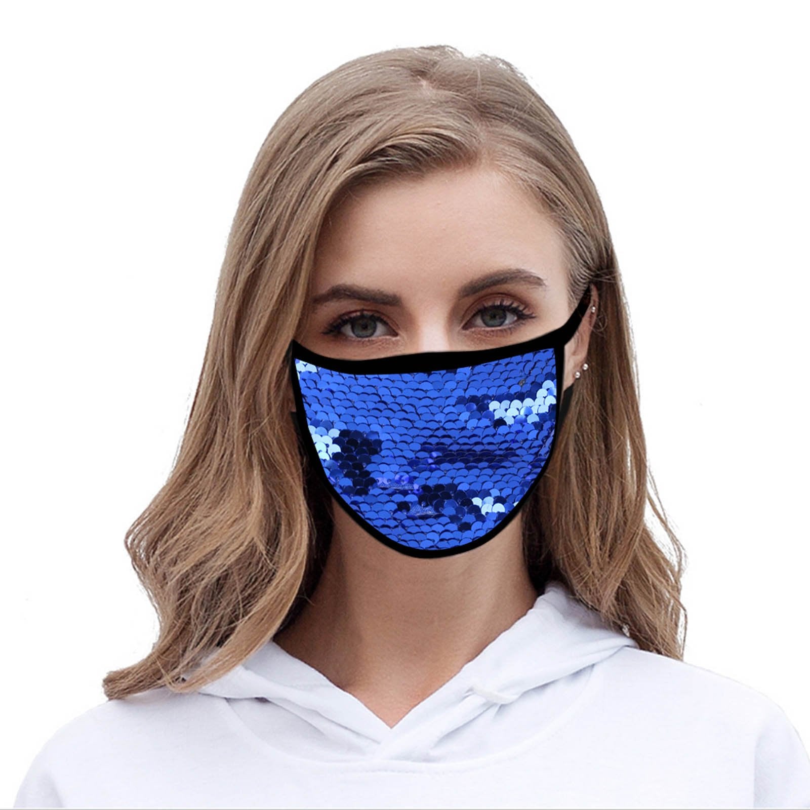 FCM-B110  American Bling Sequins Bling Fabric Mask Double Layer 1Pcs Set