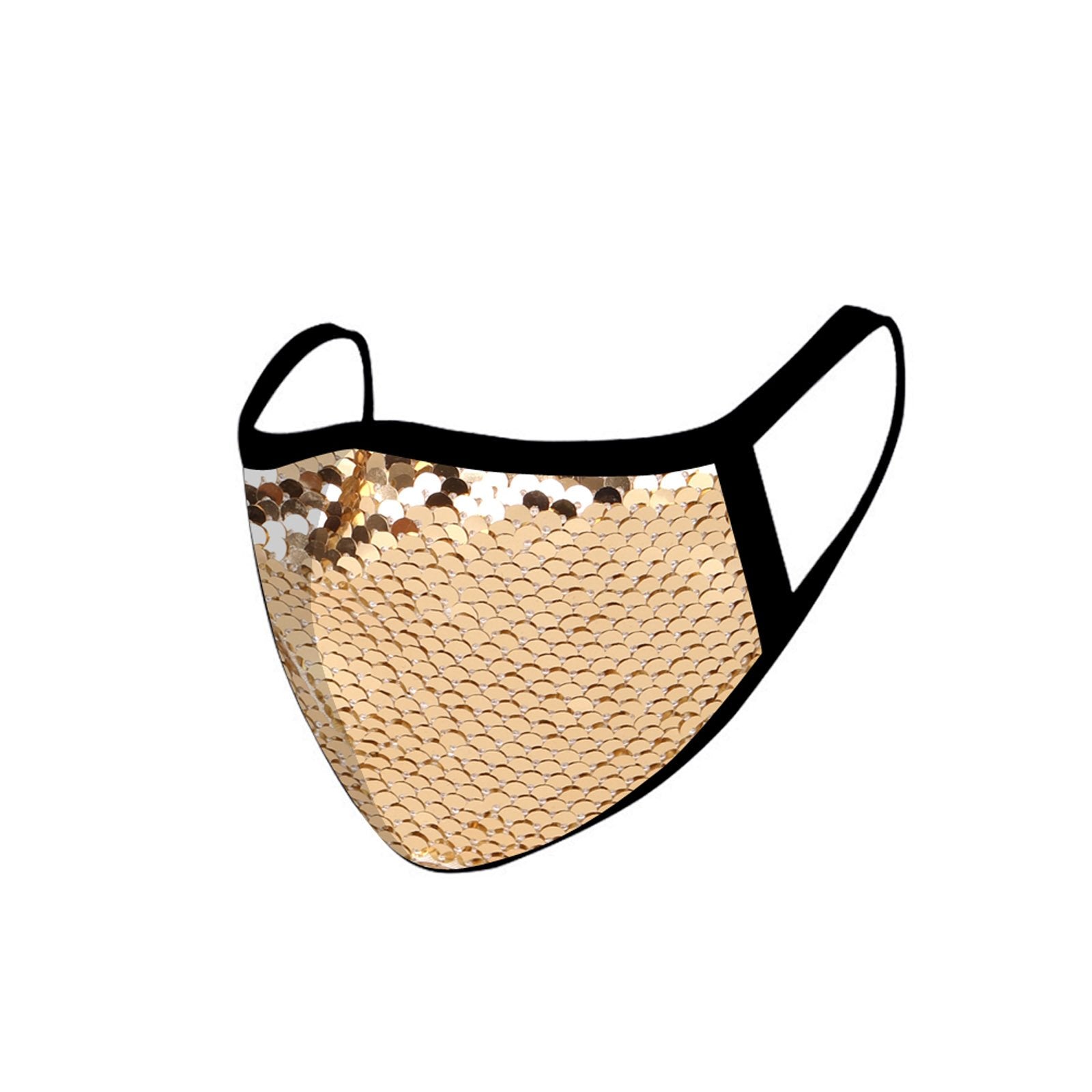 FCM-B110  American Bling Sequins Bling Fabric Mask Double Layer 1Pcs Set