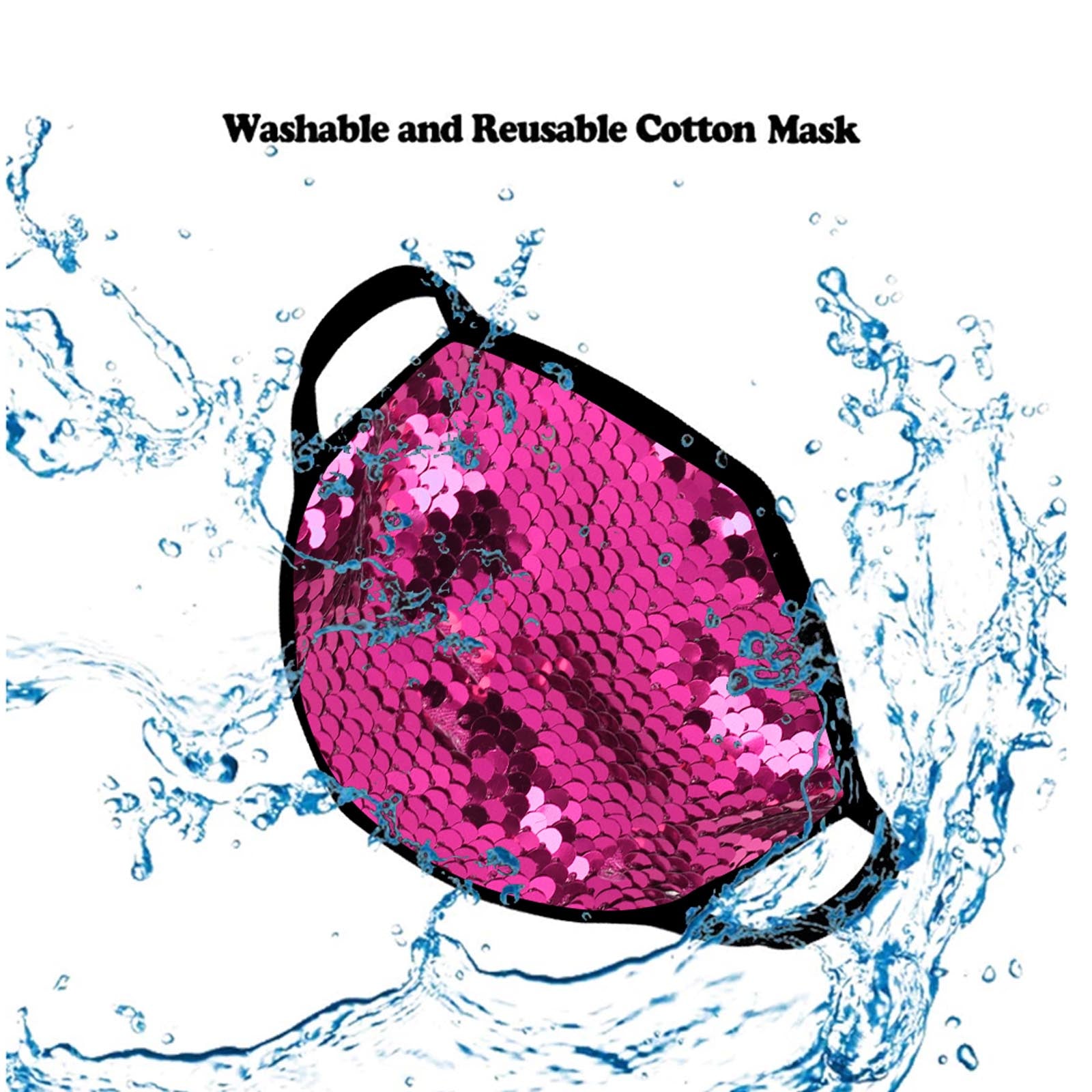 FCM-B110  American Bling Sequins Bling Fabric Mask Double Layer 1Pcs Set