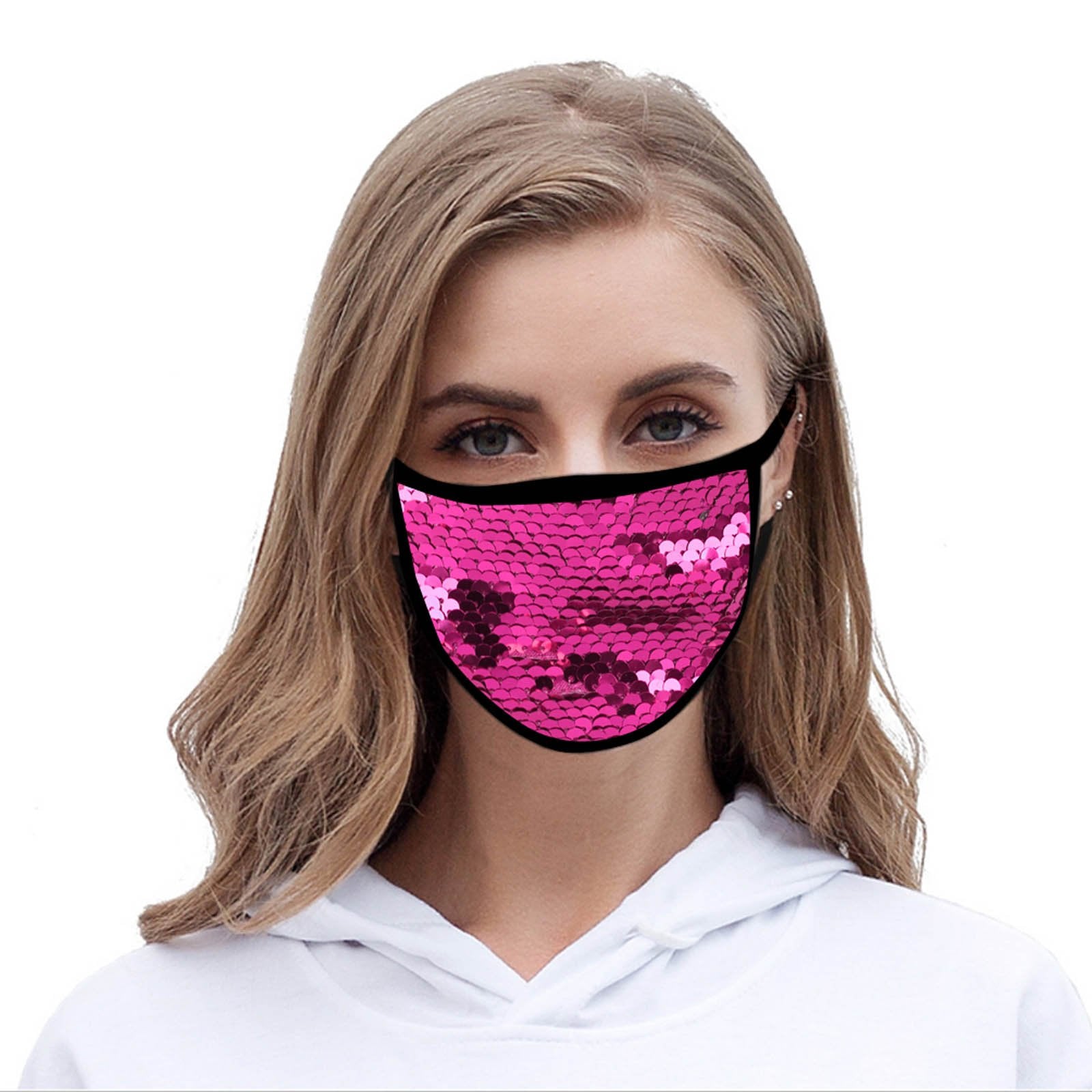 FCM-B110  American Bling Sequins Bling Fabric Mask Double Layer 1Pcs Set