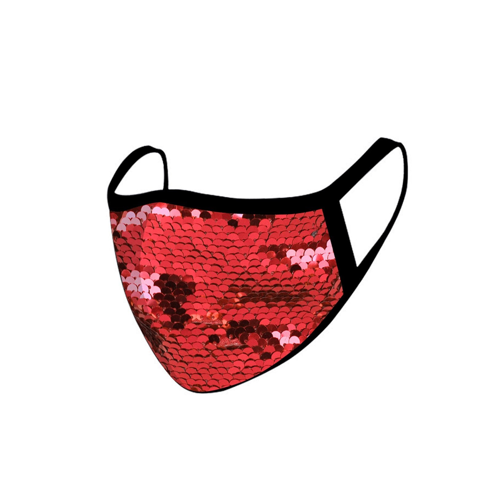 FCM-B110  American Bling Sequins Bling Fabric Mask Double Layer 1Pcs Set