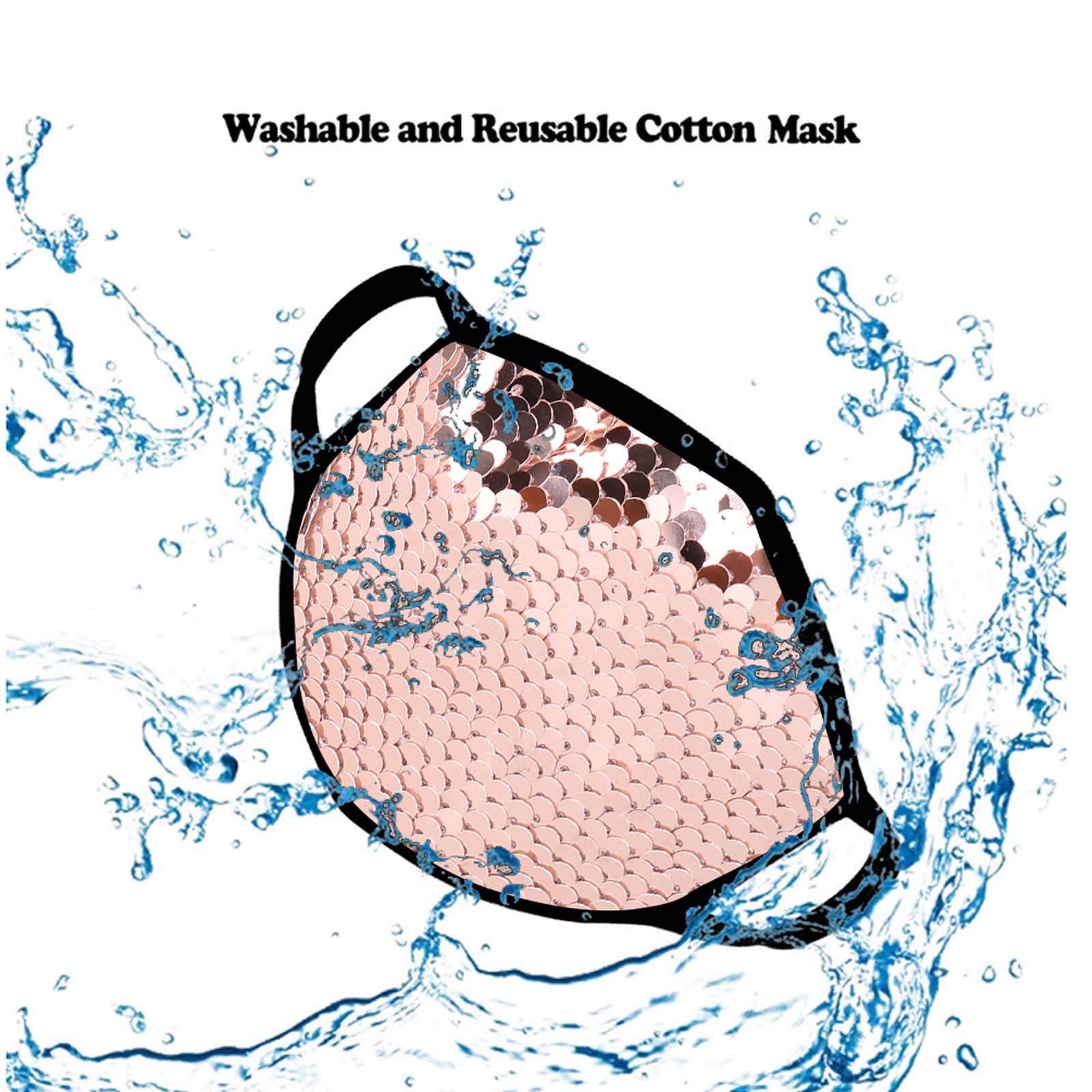 FCM-B110  American Bling Sequins Bling Fabric Mask Double Layer 1Pcs Set
