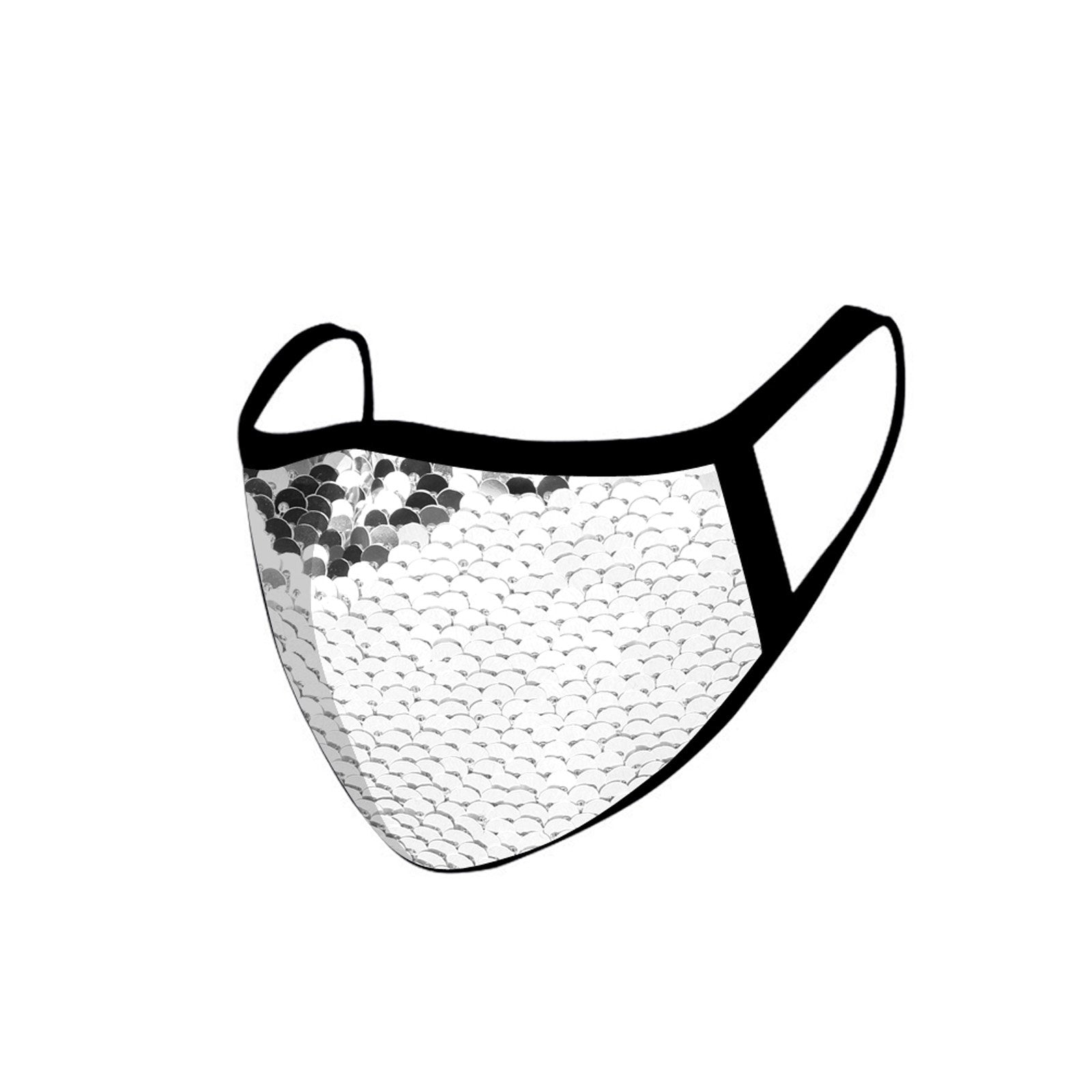 FCM-B110  American Bling Sequins Bling Fabric Mask Double Layer 1Pcs Set