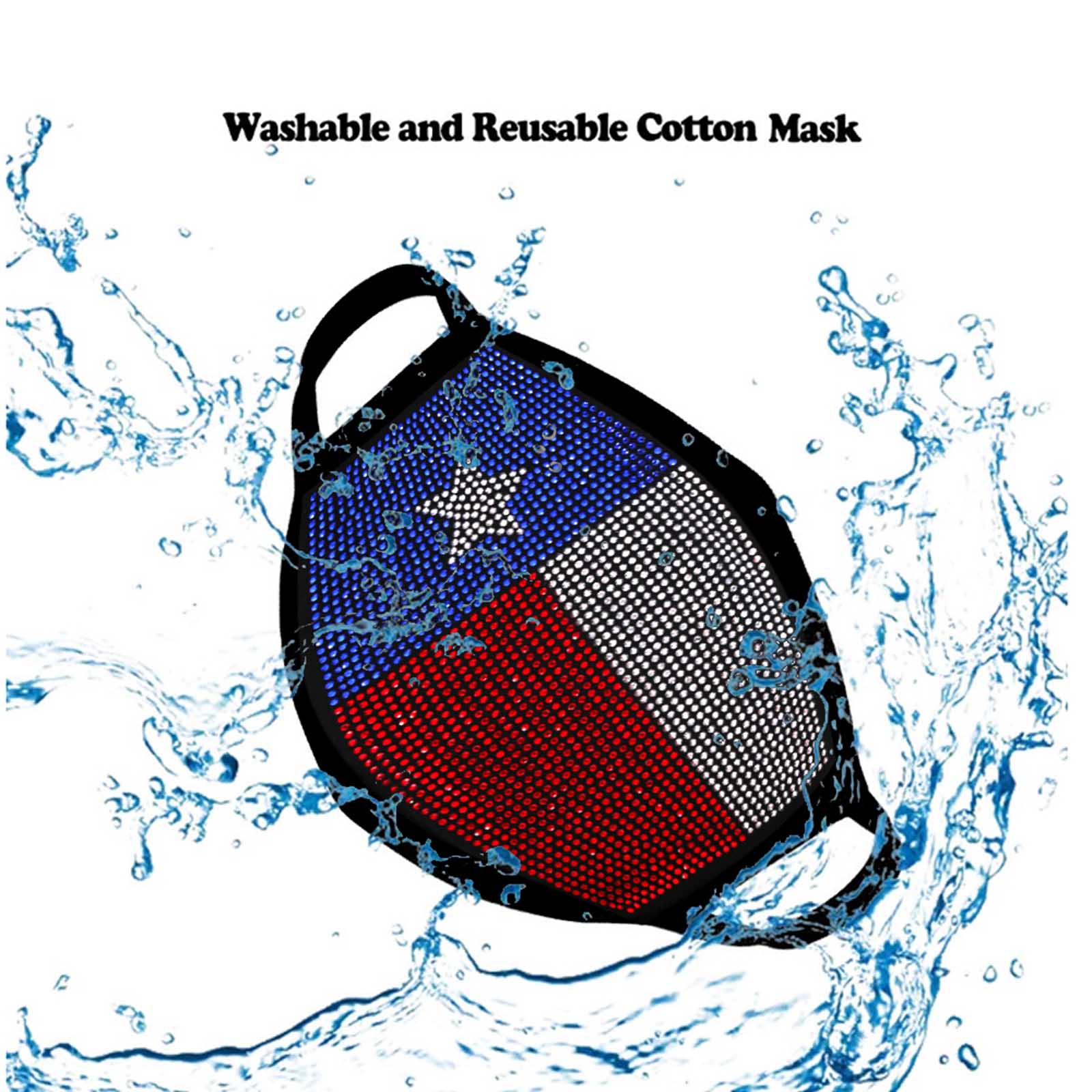 FCM-BTX01 Bling Rhinestone Mesh Texas Flag Design Double Layer Face Mask 1Pc Pack