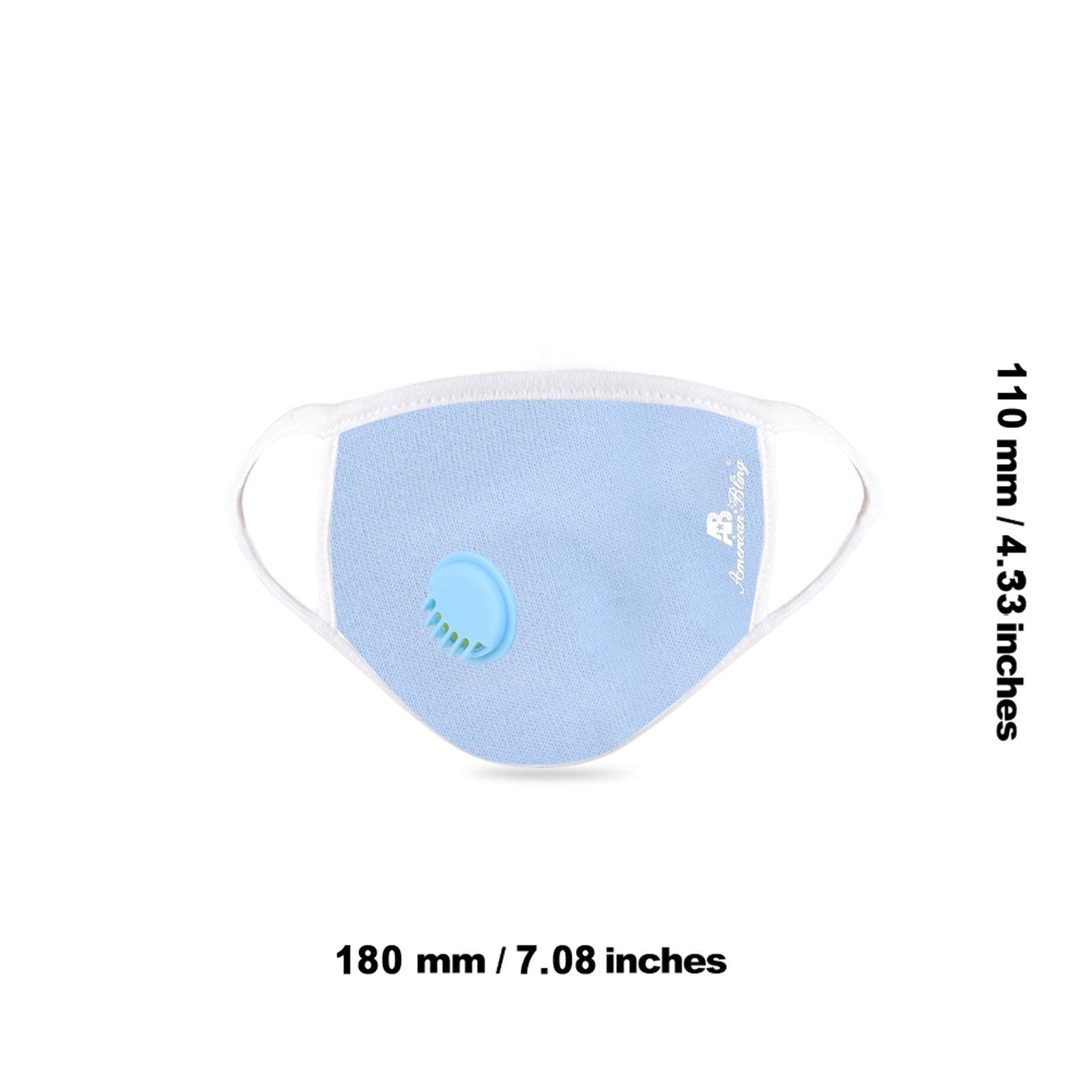 FCM-KD01R American Bling Kid Fabric Face Mask Double Layer with Adjustable Nose Clip  Single Breathing Valve 1PC/Pack