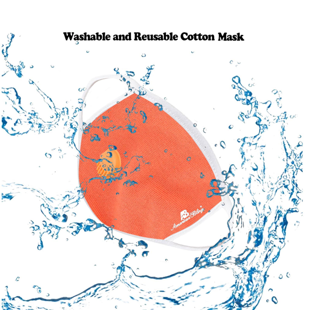 FCM-KD01R American Bling Kid Fabric Face Mask Double Layer with Adjustable Nose Clip  Single Breathing Valve 1PC/Pack