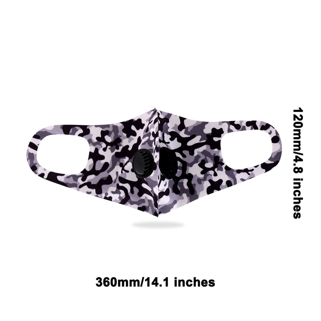 Black Camo Double Breathing Valve Single Ply Face Mask