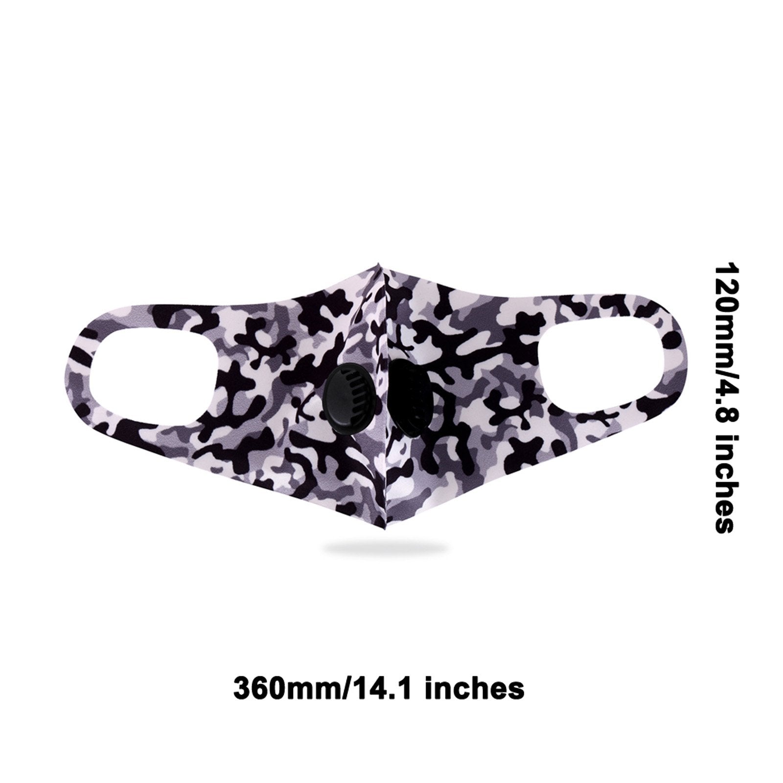 Black Camo Double Breathing Valve Single Ply Face Mask
