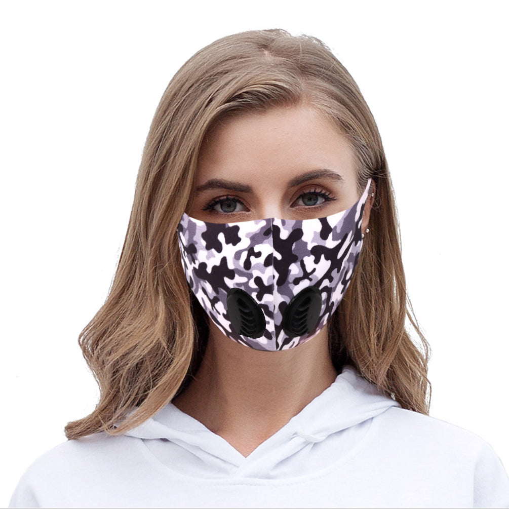 500Pcs Black Camo Double Breathing Valve Single Ply Face Mask