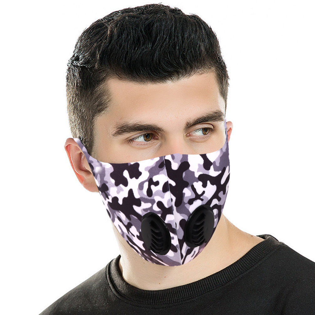 500Pcs Black Camo Double Breathing Valve Single Ply Face Mask