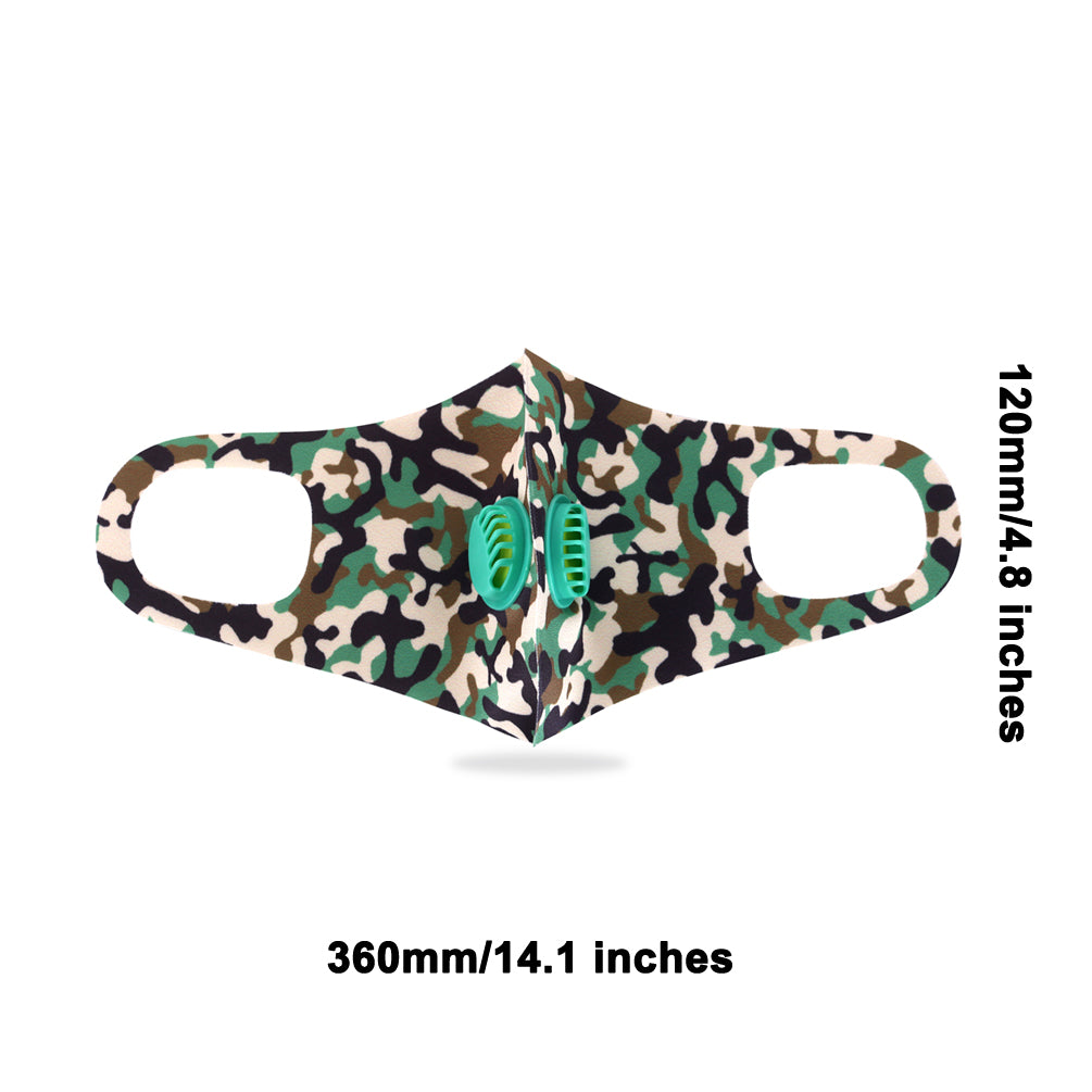 Dust Mask with Double Filters, Fashion Washable Cloth Face Mask Reusable, Green camo print