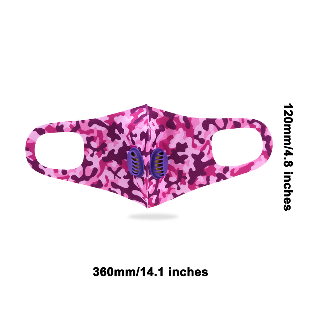 Dust Mask with Double Filters, Fashion Washable Cloth Face Mask Reusable, Purple camo print