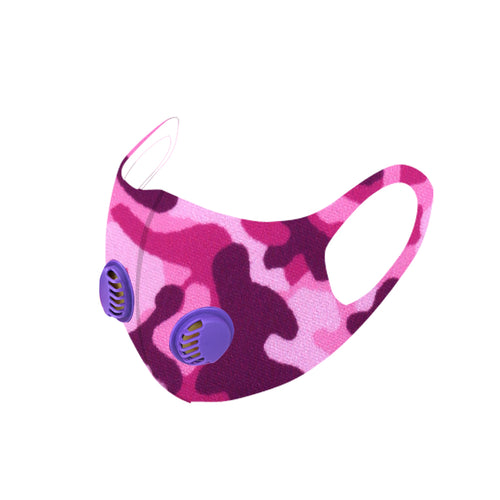 500Pcs Dust Mask with Double Filters, Fashion Washable Cloth Face Mask Reusable, Purple camo print
