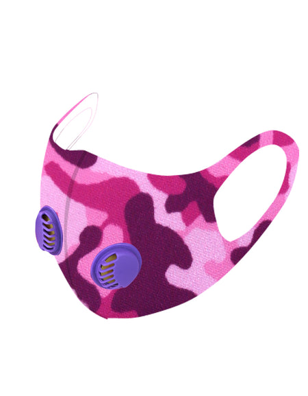500Pcs Dust Mask with Double Filters, Fashion Washable Cloth Face Mask Reusable, Purple camo print