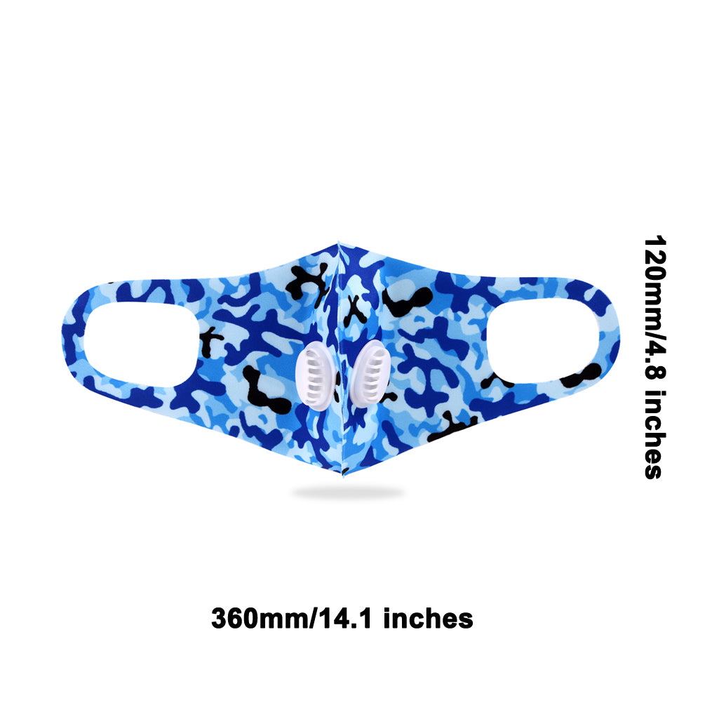 500Pcs Dust Mask with Double Filters, 100% Cotton Comfy Breathable Outdoor Face Protections,Blue camo print