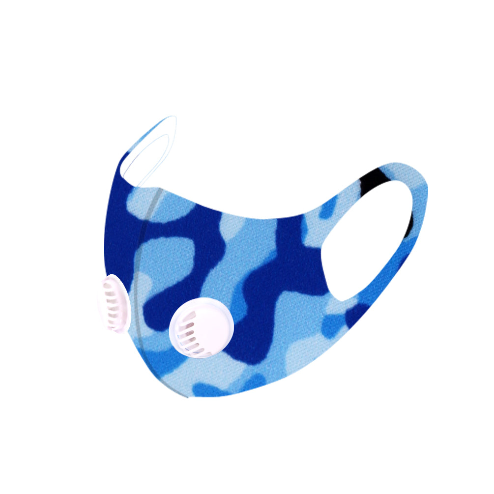 Dust Mask with Double Filters, 100% Cotton Comfy Breathable Outdoor Face Protections,Blue camo print