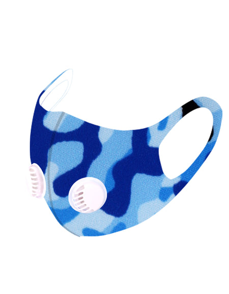 500Pcs Dust Mask with Double Filters, 100% Cotton Comfy Breathable Outdoor Face Protections,Blue camo print