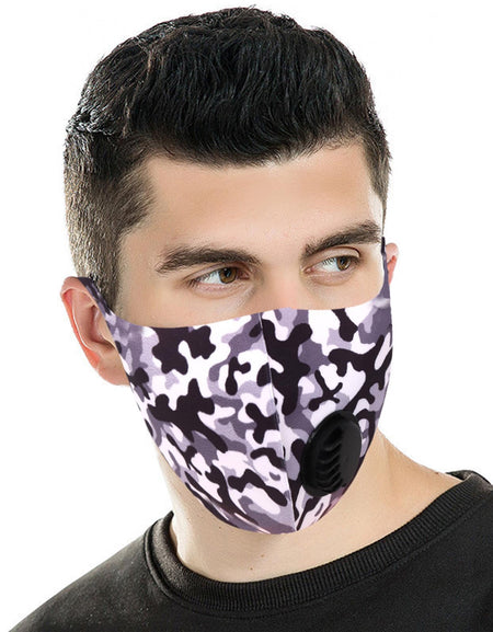 Black Camo Single Breathing Valve Single Ply Face Mask