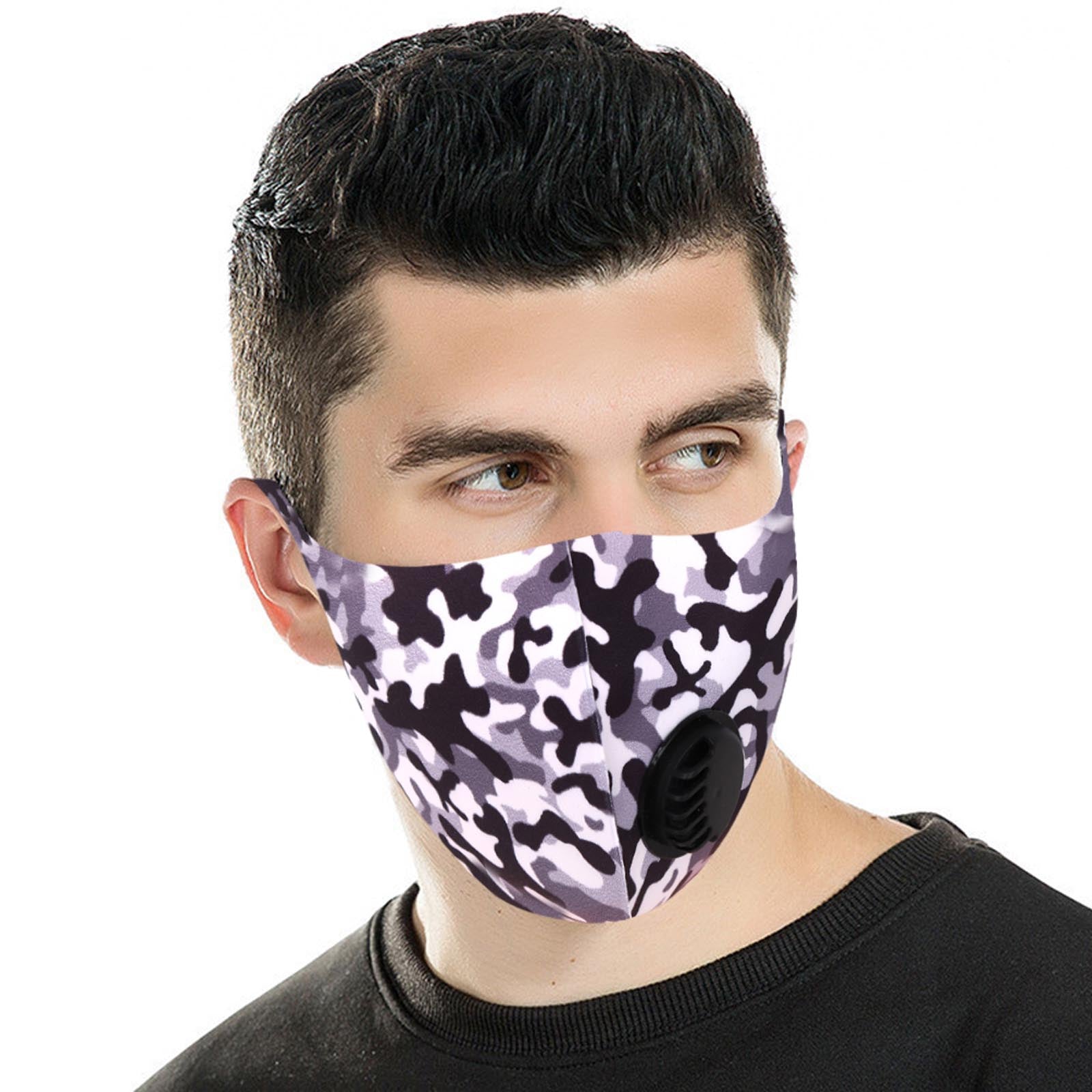 Black Camo Single Breathing Valve Single Ply Face Mask