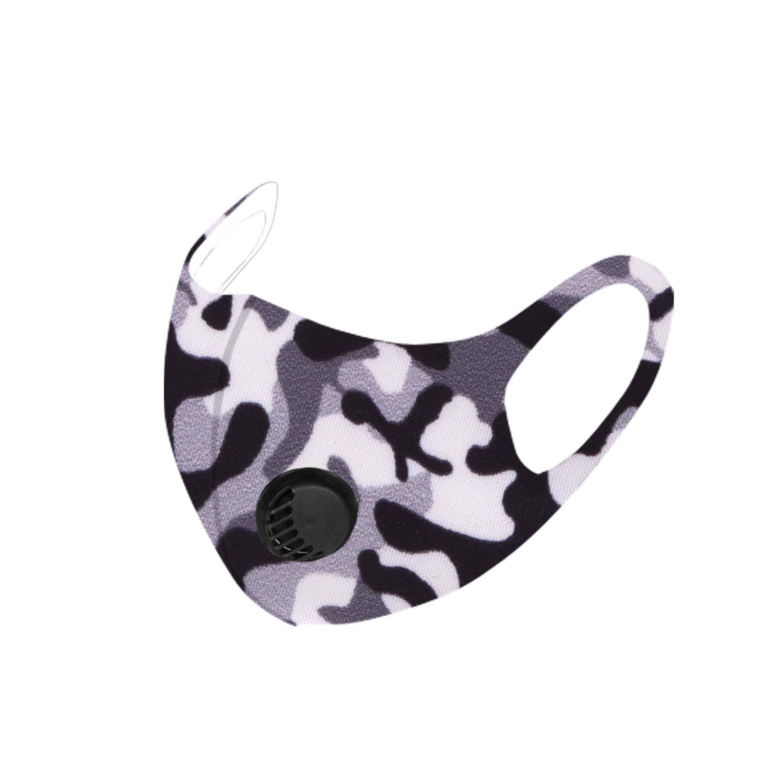 Black Camo Single Breathing Valve Single Ply Face Mask