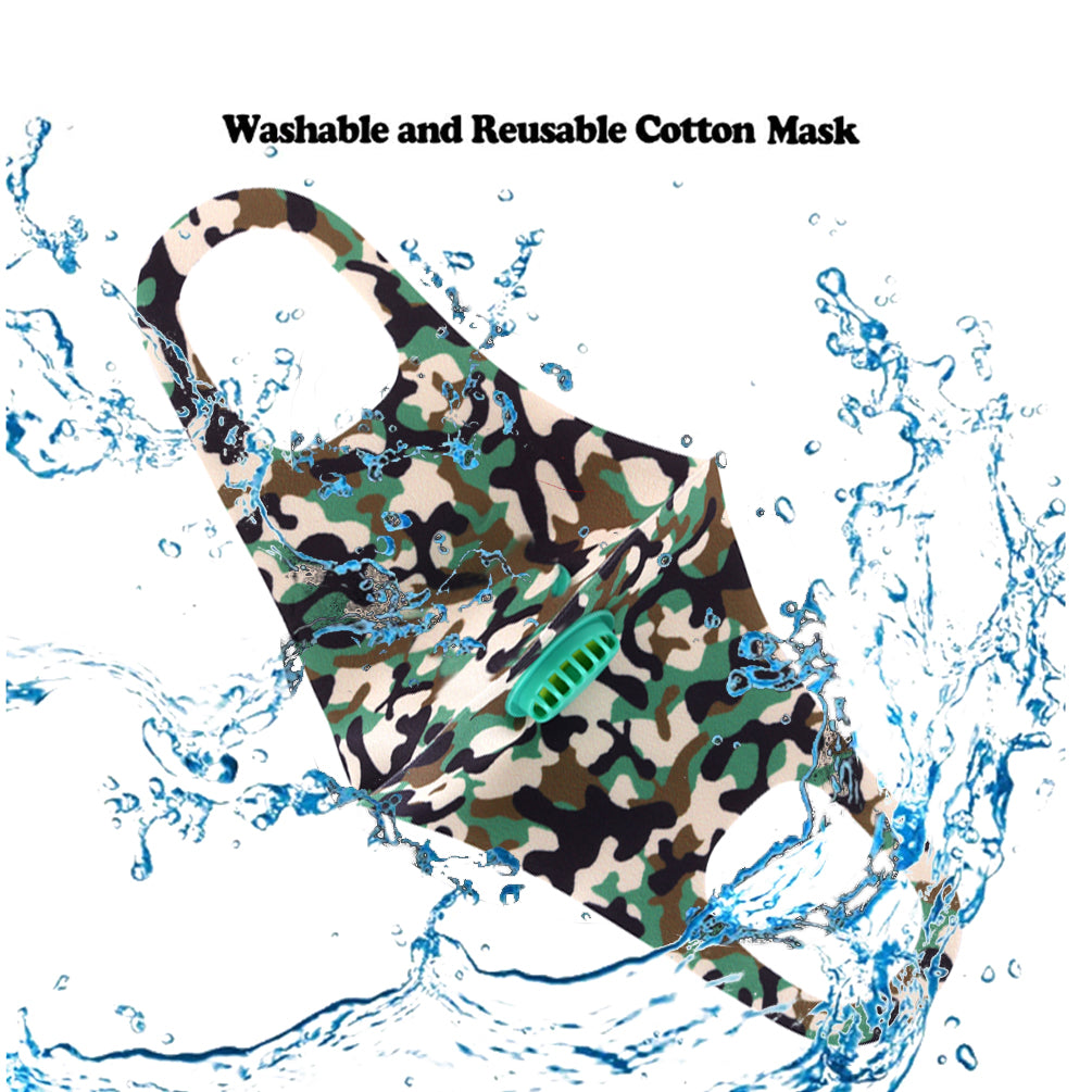 700Pcs Dust Mask with Filter, Fashion Washable Cloth Face Mask Reusable, Green camo print