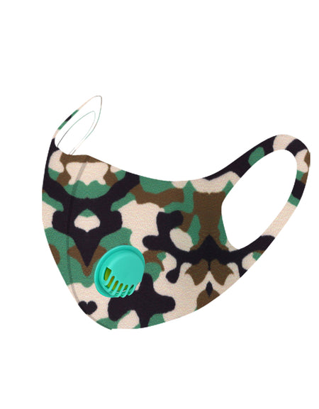 Dust Mask with Filter, Fashion Washable Cloth Face Mask Reusable, Green camo print