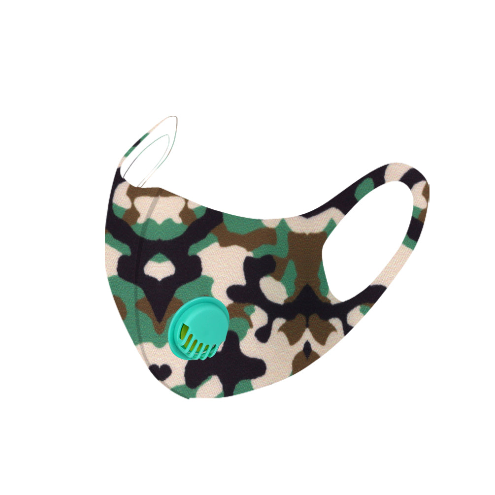 Dust Mask with Filter, Fashion Washable Cloth Face Mask Reusable, Green camo print