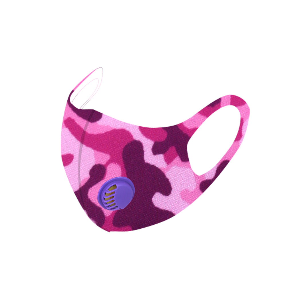 Dust Mask with Filter, Fashion Washable Cloth Face Mask Reusable, Purple camo print