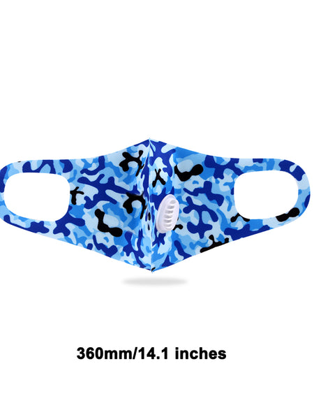 Dust Mask with Filter, Fashion Washable Cloth Face Mask Reusable, Blue camo print